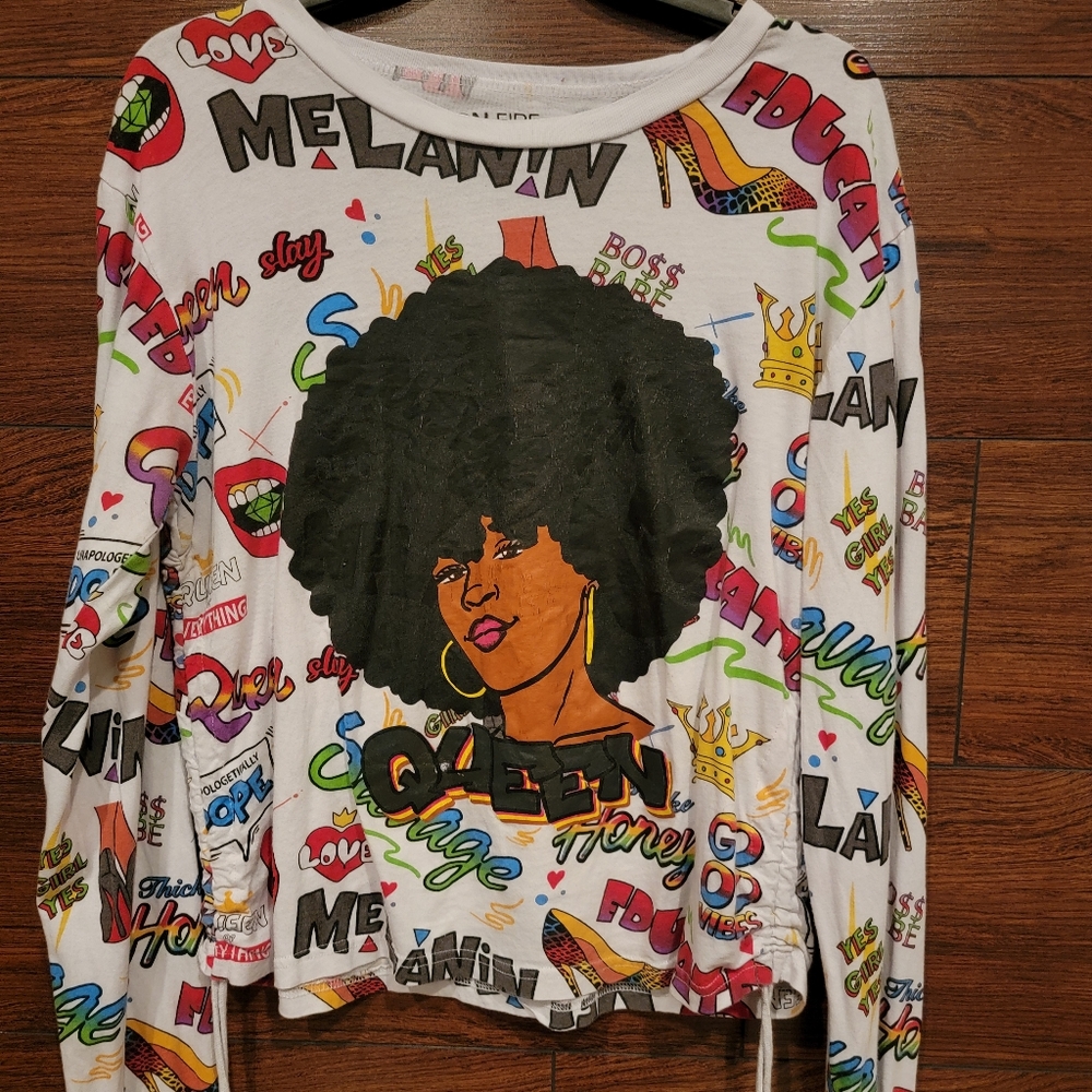 Ladies XL Melanin Queen Graphic Long Sleeve